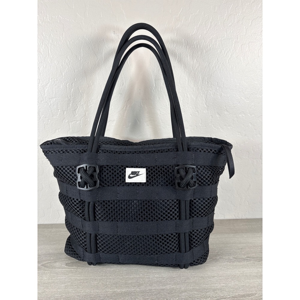 Nike Air Tote Bag Black Mesh Small Zip Gym Travel Bag Rope cord
